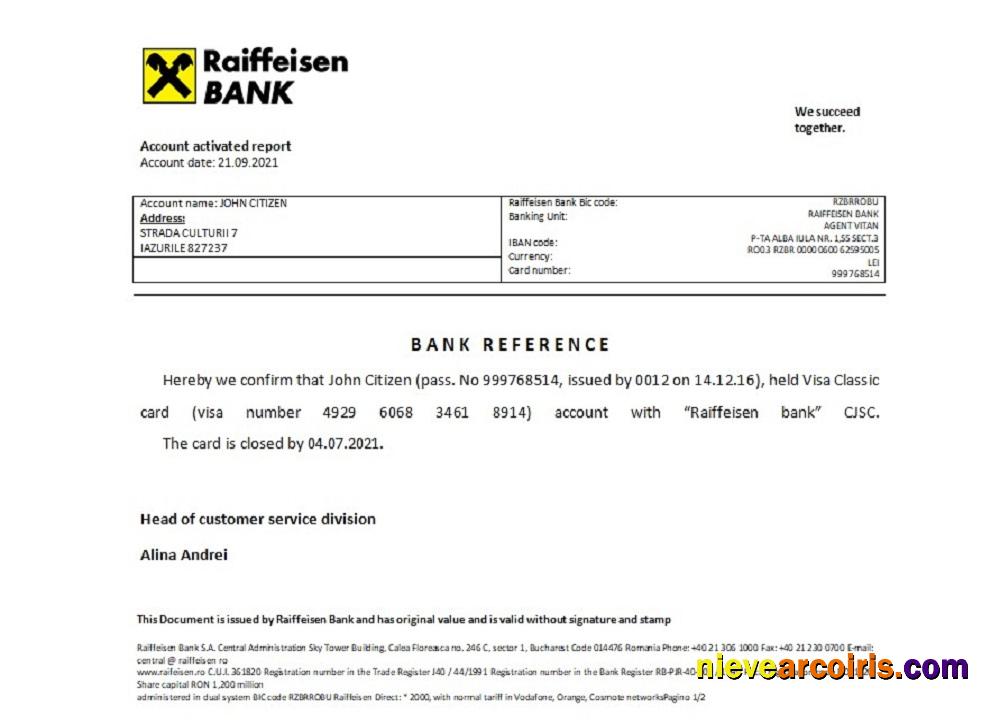 Romania Raiffeisen closure reference
